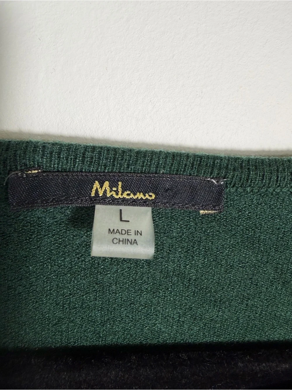 Milano Dark Forest Green Crewneck Sweater Embellished rhinestone Sleeves Large